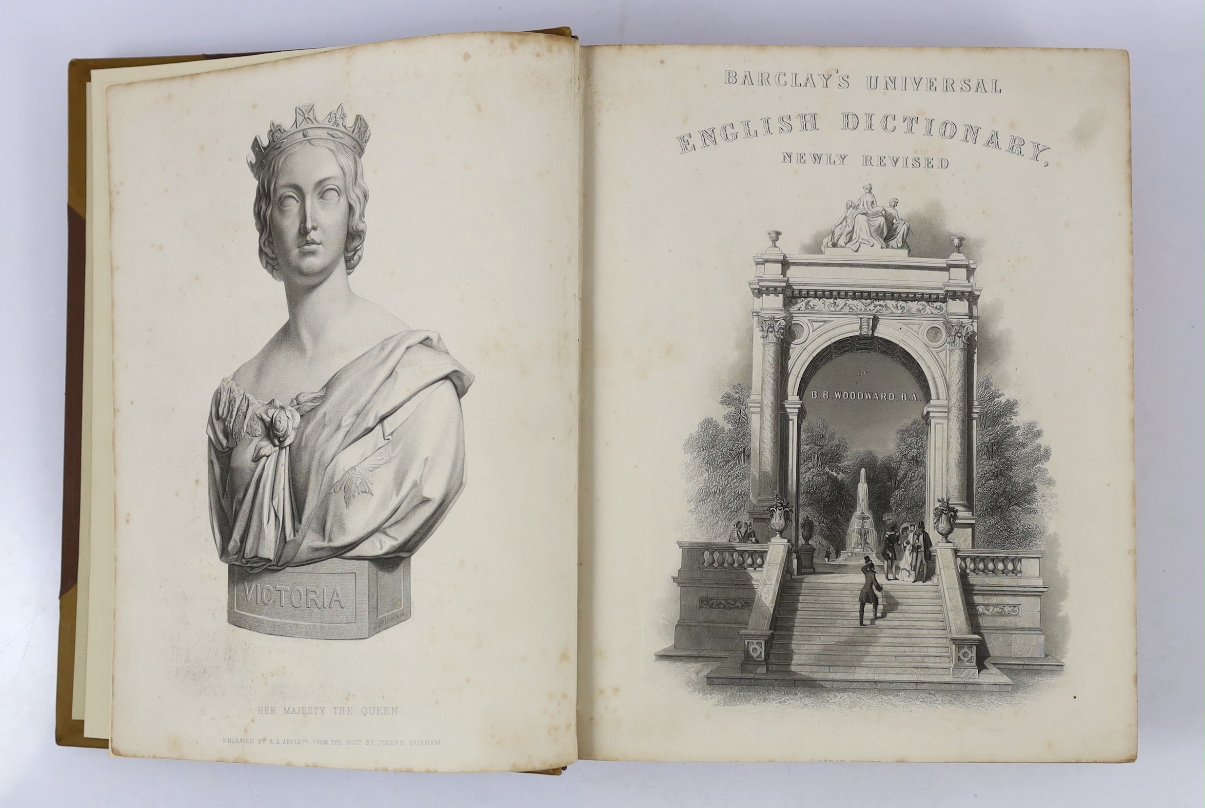 Barclay, Rev. James - A Complete and Universal Dictionary of the English Language....new edition, enlared (etc.) by B.B. Woodward pictorial engraved and printed titles, frontis., 9 historical plates, 42 of county maps an